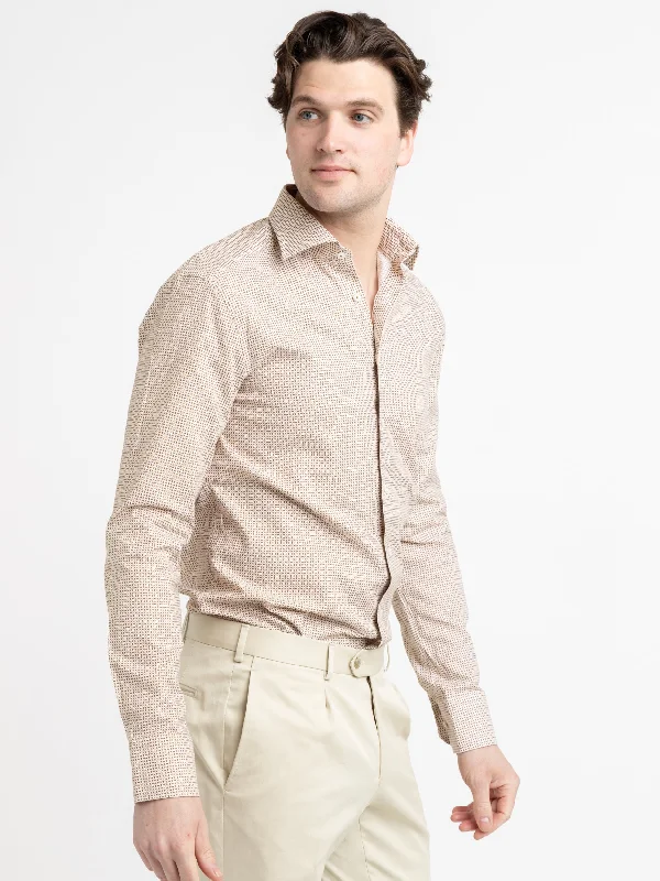 Weekend Shopping Bliss Brown Micro Patterned Twill Shirt