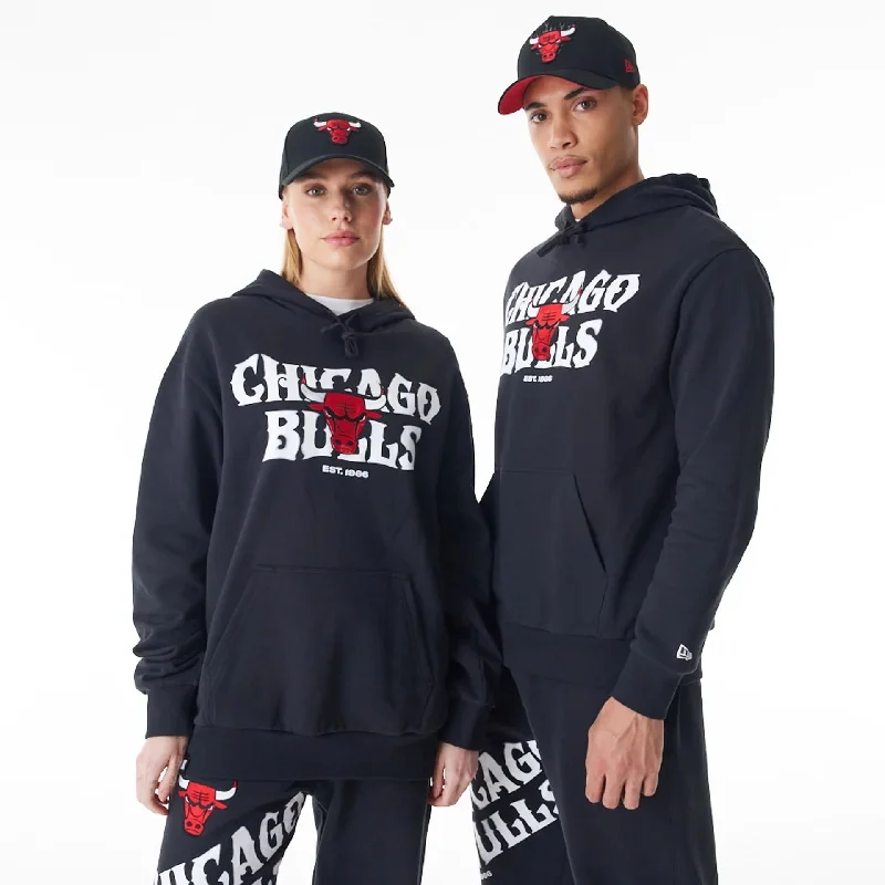 Last Chance Chicago Bulls NBA Graphic Black Oversized Pullover Hoodie