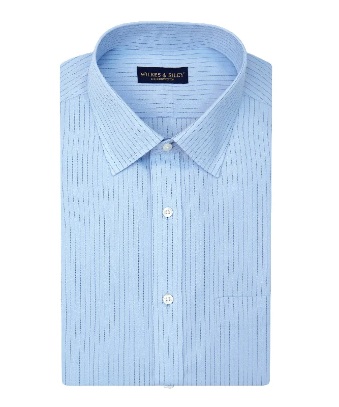 Special Price Slim Fit Blue With Navy Stripe Spread Collar Supima® Cotton Non-Iron Broadcloth Special Price Slim Fit Blue With Navy Stripe Spread Collar Supima® Cotton Non-Iron Broadcloth