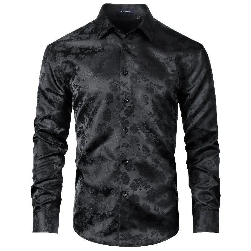 Weekend Discounts to Snag Men's Long Sleeve Shirt With Printing - 01-BLACK