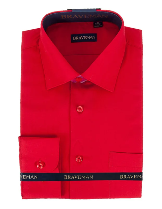 Price Rollback Mens Slim Fit Dress Shirt in Red