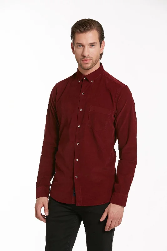 Weekend Specials You Can't Miss Comfort Fit Long Sleeve Cotton Burgundy Dress Shirt