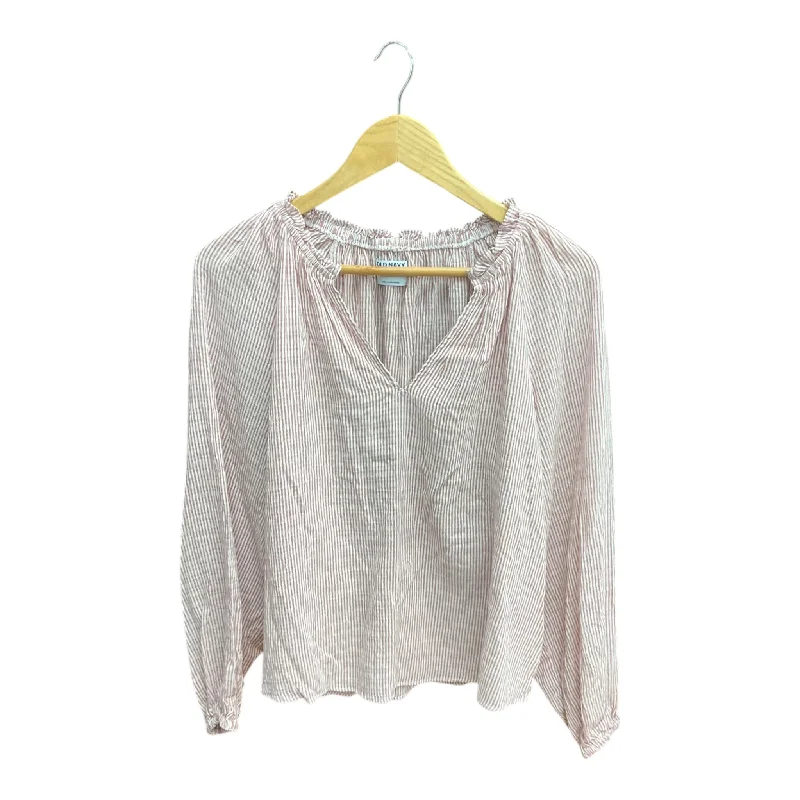 Weekend Bargains to Celebrate Top Long Sleeve By Old Navy In Pink & White, Size: M