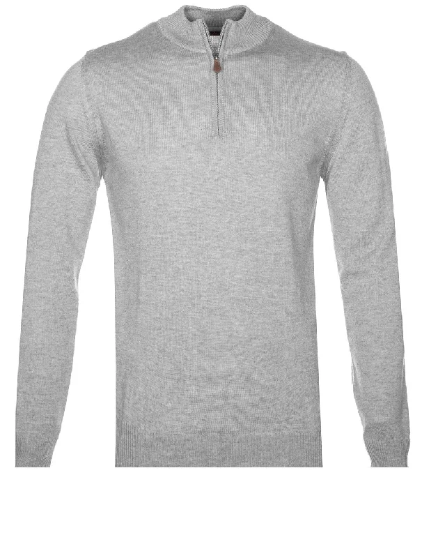 Special Offer Grauer Pullover aus Merinowolle mit halbem Reißverschluss