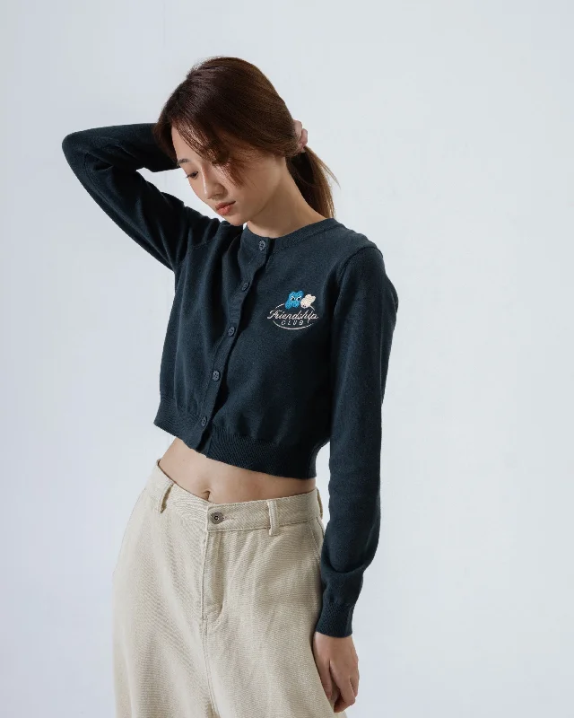 Weekend Deals to Make You Smile LULU Friendship Club Cropped Knit Cardigan (Emerald Blue)