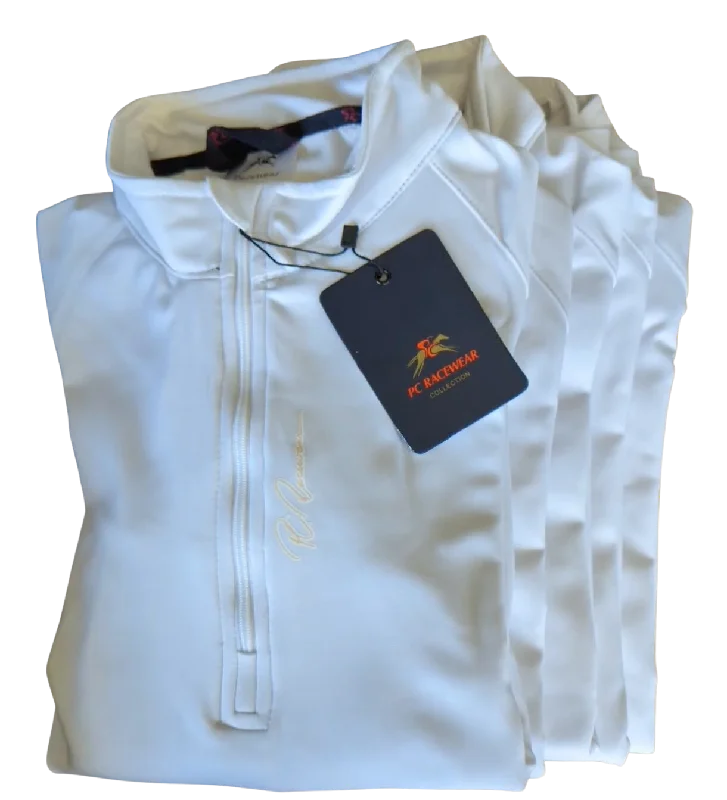 Overstock Sale Adults Half Zip Baselayer - Short Sleeve - Signature White