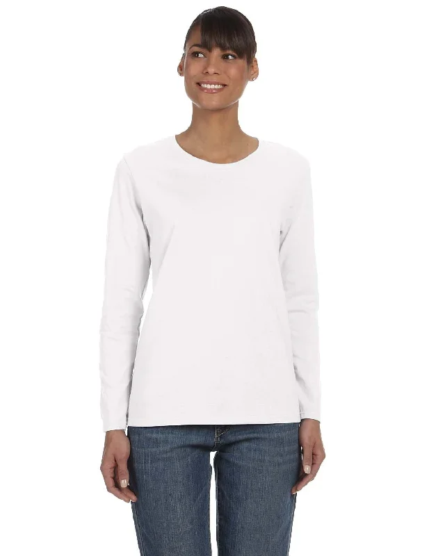 Epic Deals Gildan Ladies Long Sleeve 100% Cotton T-Shirt | White