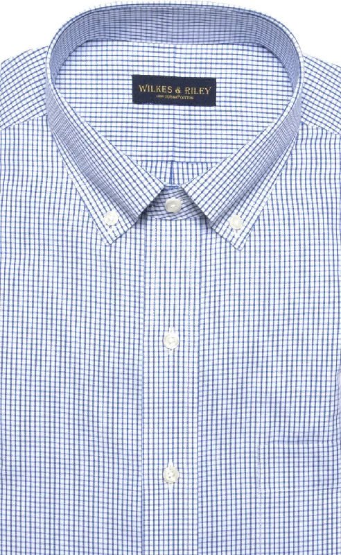 Instant Deal Classic Fit Blue Check Button-Down Collar Supima® Cotton Non-Iron Pinpoint Oxford Dress Shirt Instant Deal Classic Fit Blue Check Button-Down Collar Supima® Cotton Non-Iron Pinpoint Oxford Dress Shirt