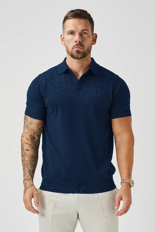 Super Sale OPEN COLLAR POLO - NAVY