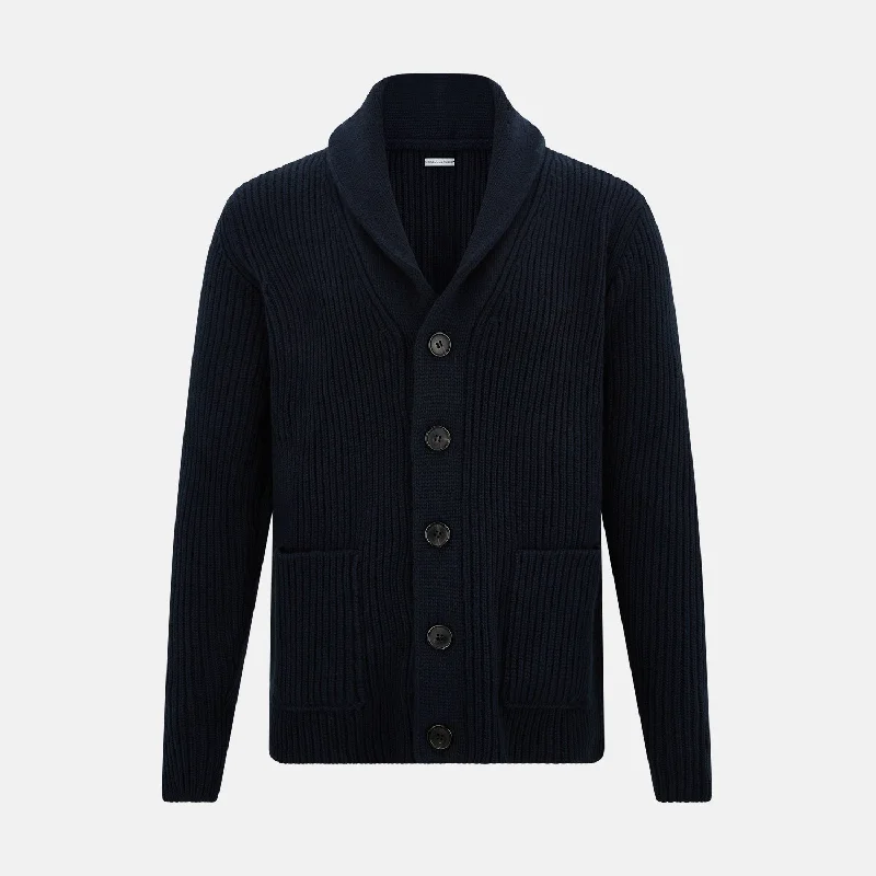Early Access Midnight Blue Cashmere Shawl Collar Cardigan