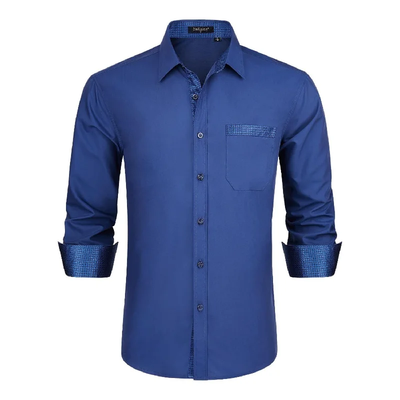 Quick Sale Casual Formal Shirt with Pocket - BLUE