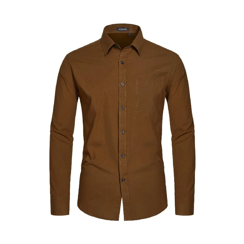 Lowest Price Men's Dress Shirt with Pocket - Z-BROWN