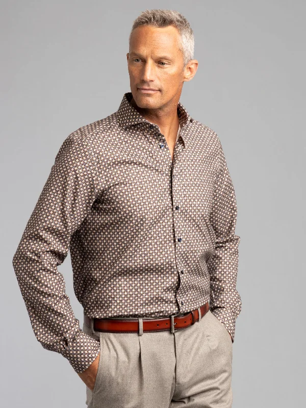 Stock Up and Save Brown Geometric Patterned Dress Shirt