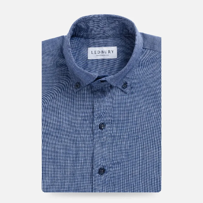 Super Deal The Navy Barretto Cotton Linen Custom Shirt