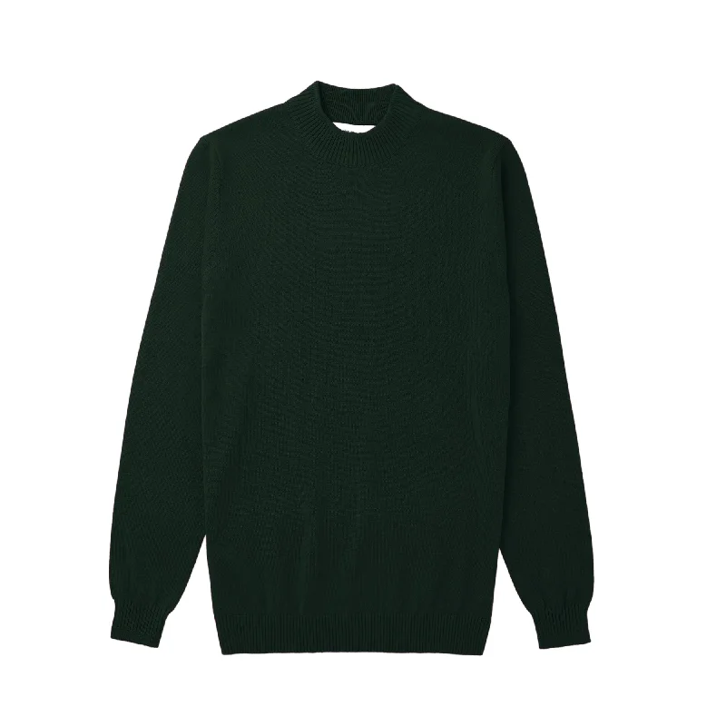 Super Savings Long Sleeve Mock Neck Sweater by Lorenzo Franco - Hunter Green