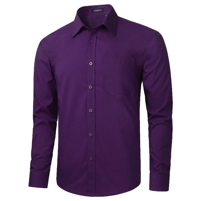 Limited Time Discount Men's Dress Shirt with Pocket - PURPLE