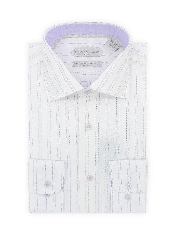 Weekend Sale: Don't Miss Out Spread Collar Non-Iron Stripe Dress Shirt | Purple