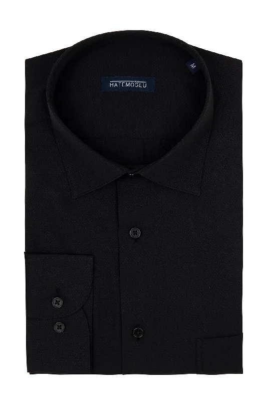 Mega Sale Classic Fit Long Sleeve Cotton Blend Black Dress Shirt
