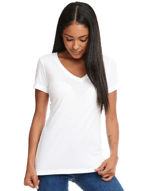 Weekend Offers That Excite Next Level Ladies Ideal V-Neck Tee | White
