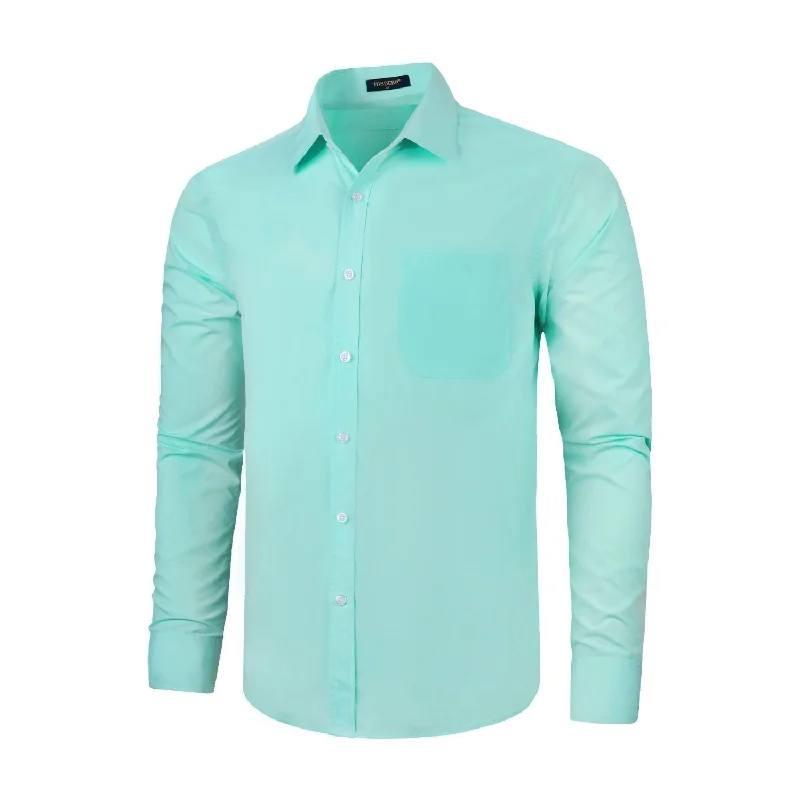 Blowout Deals Men's Dress Shirt with Pocket - CYAN BLUE