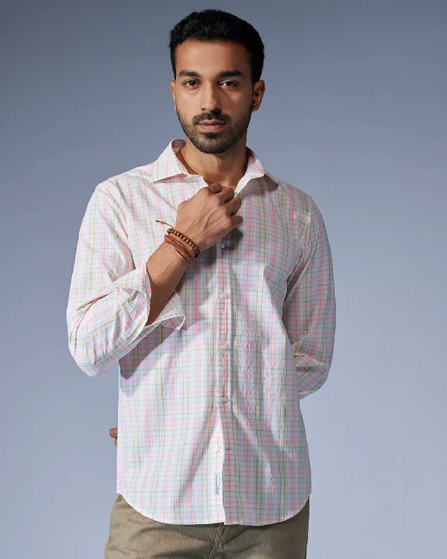 Time-Sensitive Seersucker Checked Shirt - Pink & Green