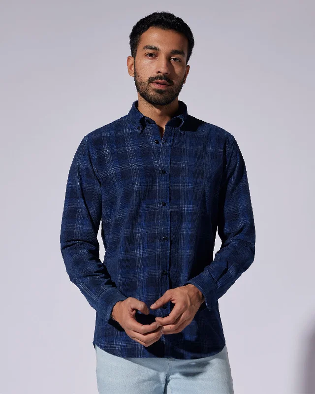 Markdowns Corduroy Checked Shirt - Indigo