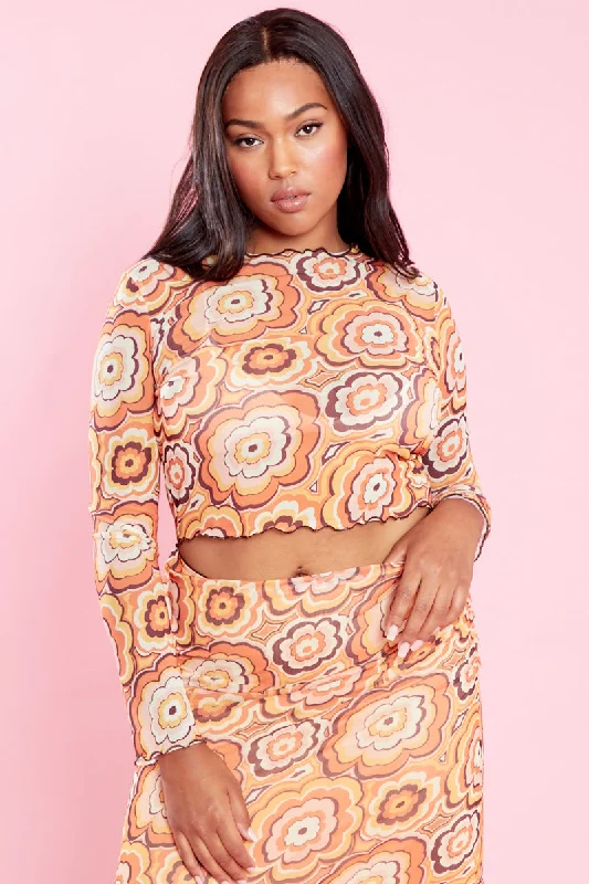 Weekend Shopping Bliss Sandy Mesh Crop Top - Curve