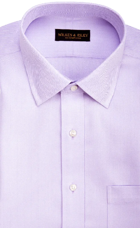 Mega Sale Classic Fit Lavender Herringbone Spread Collar Supima® Cotton Non-Iron Dress Shirt