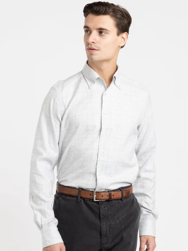 Act Now Grey Cotton-Blend Modern Fit Dress Shirt