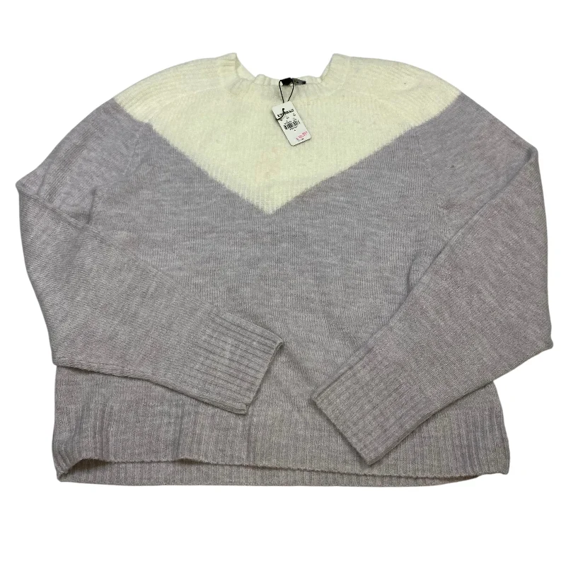Shop the Weekend Away Sweater By Express In Cream & Purple, Size: L