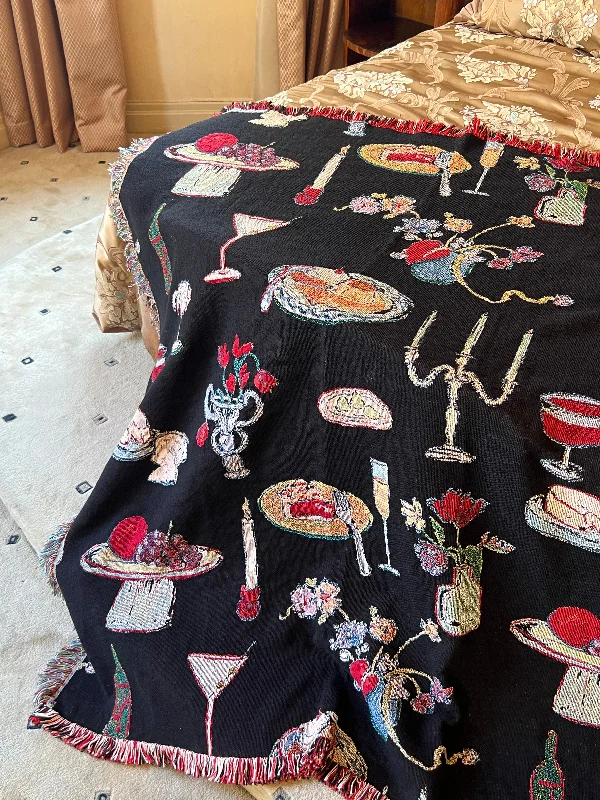 Value Deals Archie Throw Blanket - Set The Table Caviar