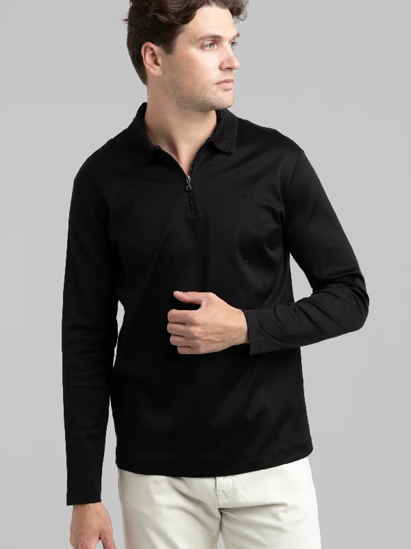 One-DAY Sale Black Aqua Interlock Cotton Polo Shirt