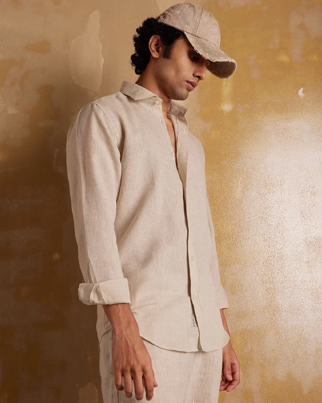 Price Cut Soft Washed Linen Shirt - Ecru
