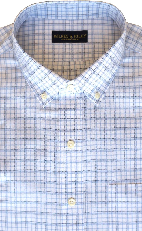 Amazing Value Classic Fit Blue / Navy Twill Check Button-Down Collar Supima® Cotton Non-Iron Sport Shirt Amazing Value Classic Fit Blue / Navy Twill Check Button-Down Collar Supima® Cotton Non-Iron Sport Shirt