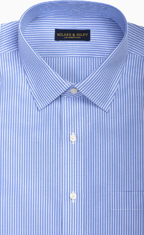 Exclusive Deal Tailored Fit Blue Reverse Stripe Spread Collar Supima® Cotton Non-Iron Broadcloth Dress Shirt Exclusive Deal Tailored Fit Blue Reverse Stripe Spread Collar Supima® Cotton Non-Iron Broadcloth Dress Shirt