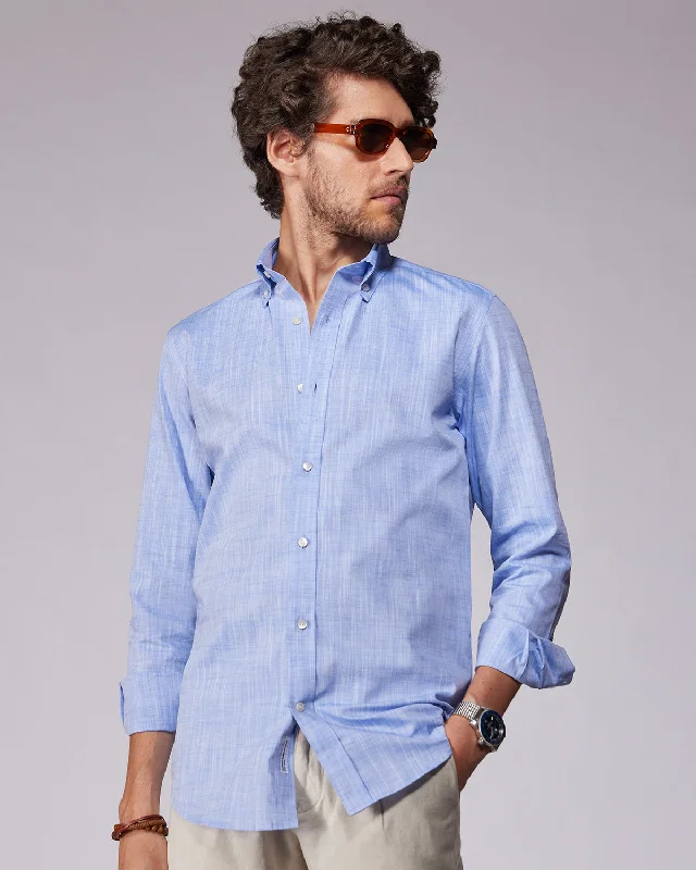 Price Drop Cotton Linen Blended Shirt - Blue