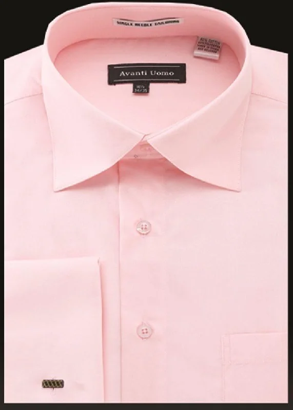 One-DAY Sale Men's French Cuff Dress Shirt Spread Collar- Color Pink