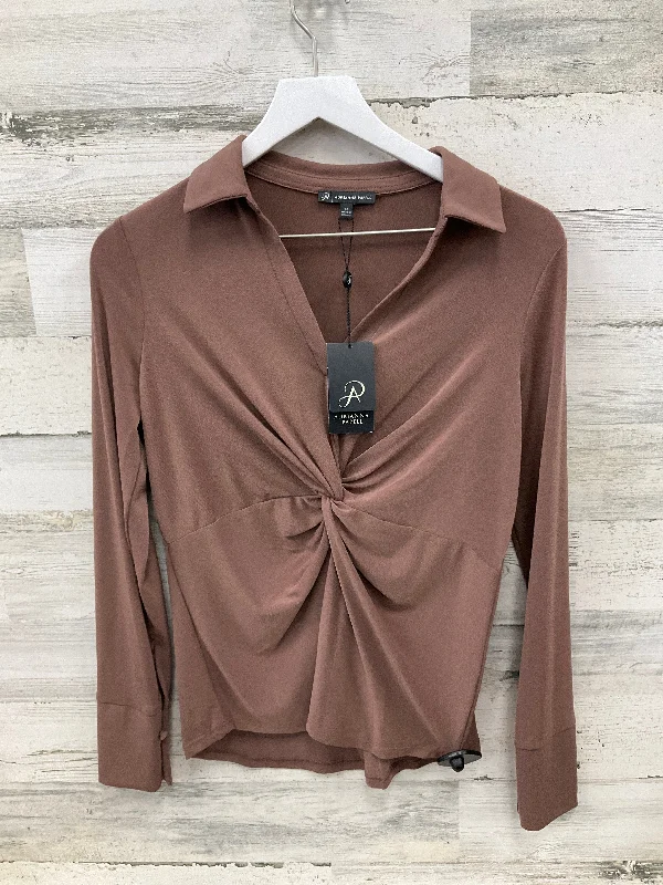 Exclusive Offer Top Long Sleeve By Adrianna Papell In Brown, Size: Xs
