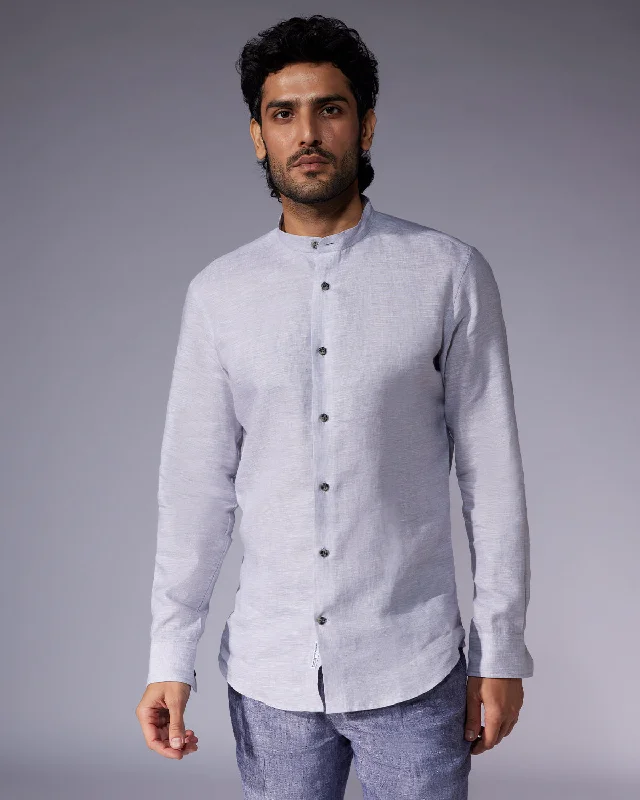 Weekend Offers That Please 100% Linen Shirt - Light Grey