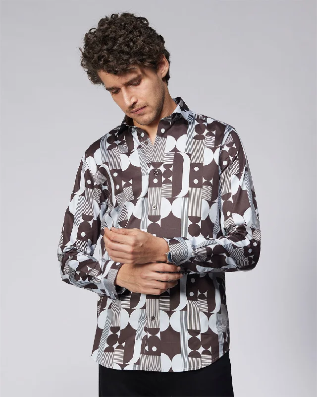 Deal Frenzy Line & Dot Printed Shirt - Black & White