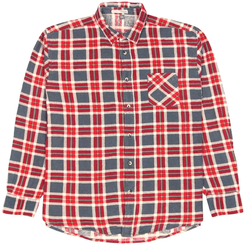 Super Discount Vintage Checkered Flannel Shirt Navy Beige Cream