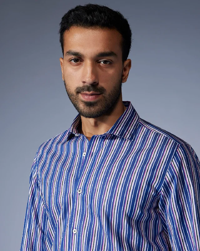 Early Bird Poplin Striped Shirt - Blue & Pink