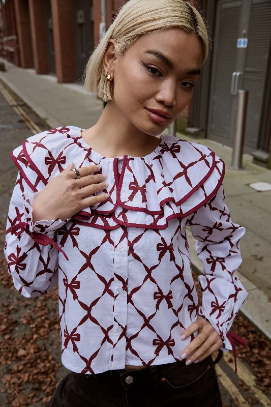Don't Delay Harlequin Bow Print Blouse