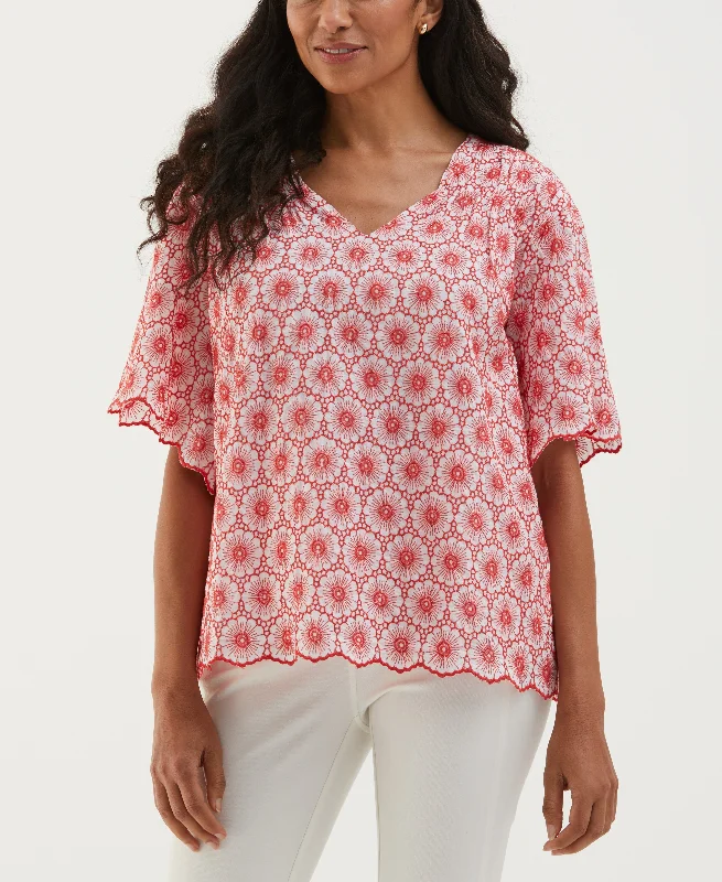 Weekend Shopping Bliss Daisy Embroidered Blouse