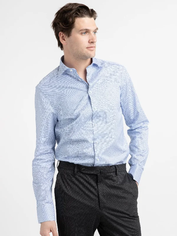 Stock Clearance Blue Patterned Twill Shirt