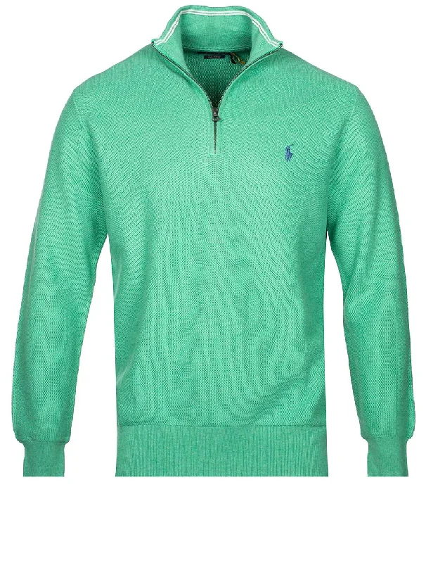 Best Seller Pullover mit halbem Reißverschluss aus Pima-Textur Grün