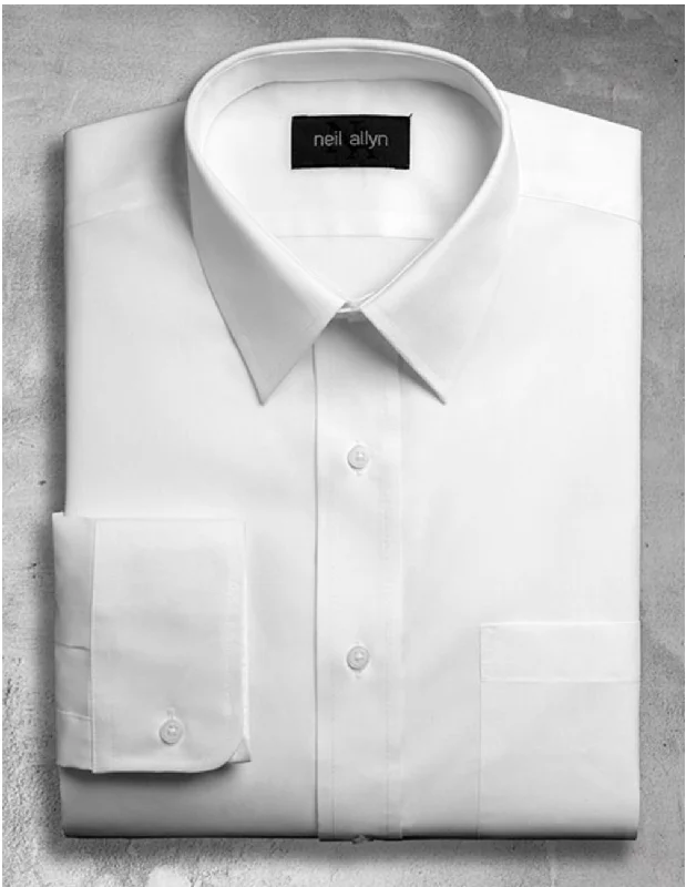 Lowest Price Mens Classic 100% Cotton Spread Collar Dress Shirt in White