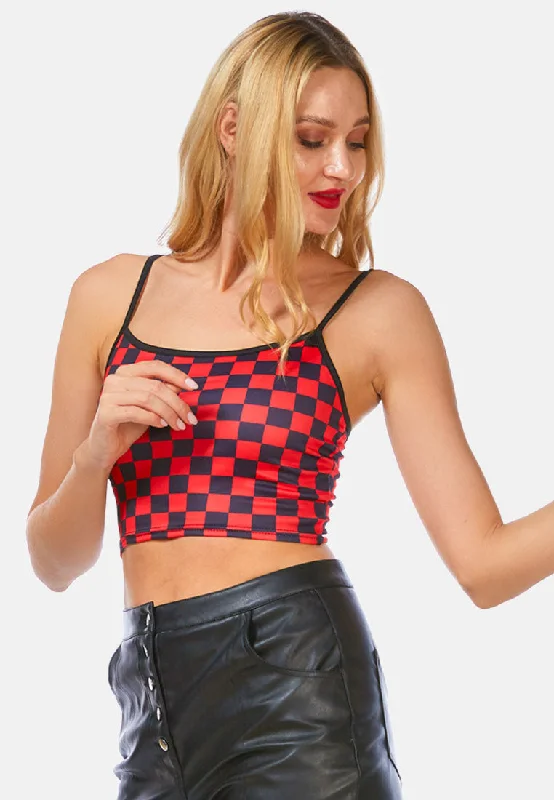 Weekend Specials to Delight Checkerboard Spaghetti Crop Top
