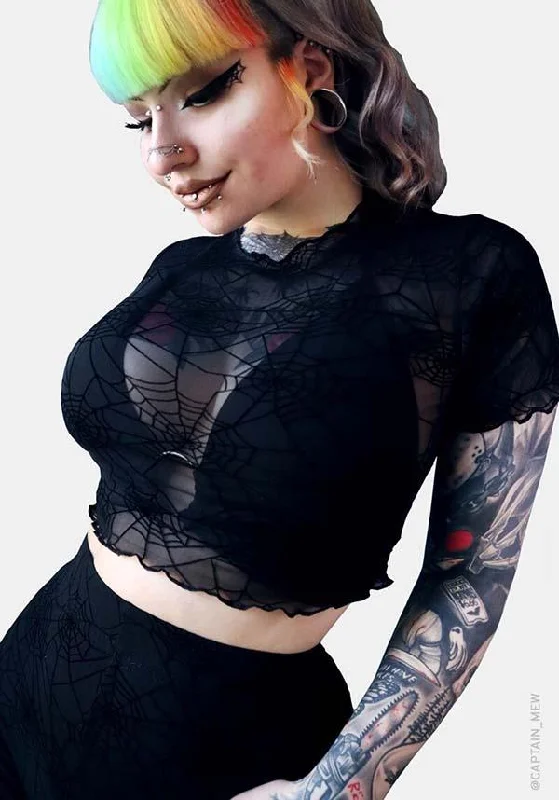 Final Clearance Spider Web Mesh | CROP TOP