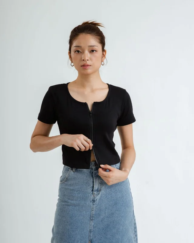 Weekend Special Cotton Zipper Top (Black)